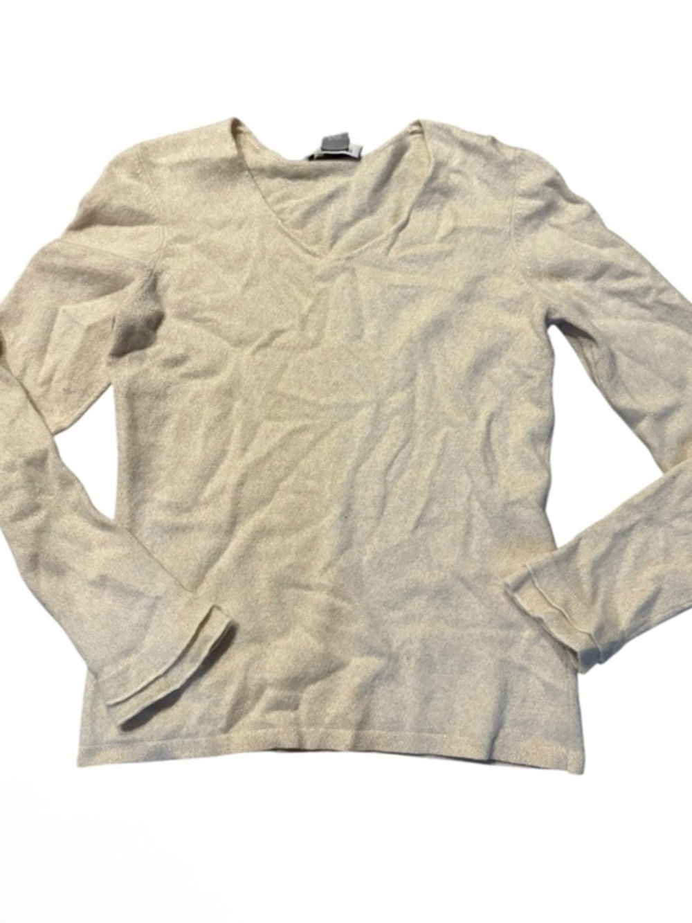 Ann Taylor cream hold champagne cashmere sweater sp